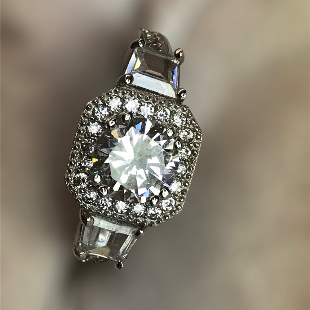 Sterling Silver Marked 925 Brilliant Sparkle Square Cut
